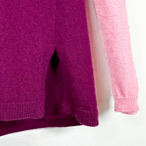 Talbots Women's Size M Purple Pink Lambswool Colorblock Sweater Soft Workwear - Picture 5 of 7
